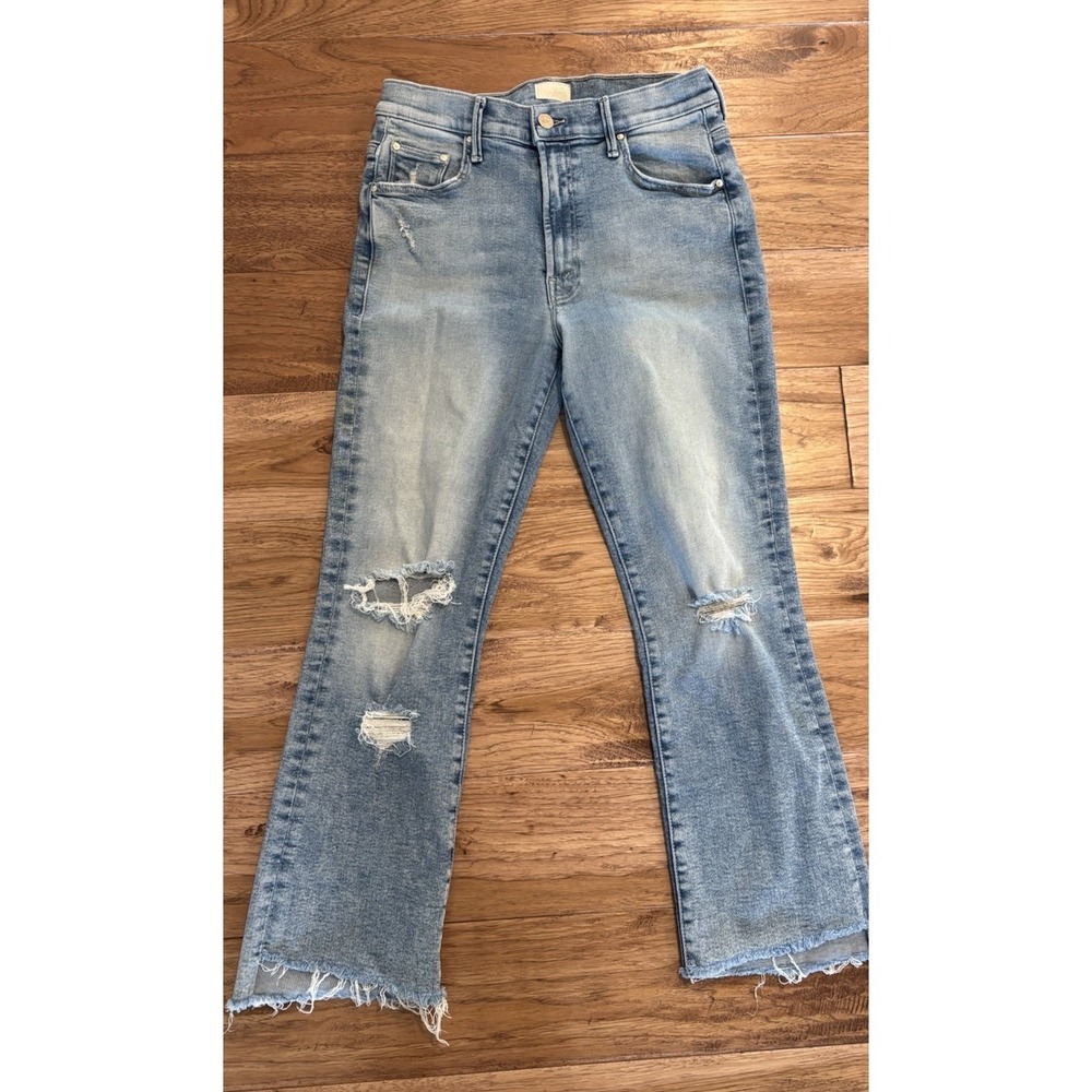 MOTHER Insider Crop Step Fray Jeans Love In A Boat Wash Women's 31 Raw‎ Hem - Picture 3 of 12